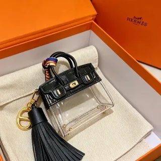 Hermès Mini Birkin Black Croc-Embossed and Transparent PVC Tote Bag