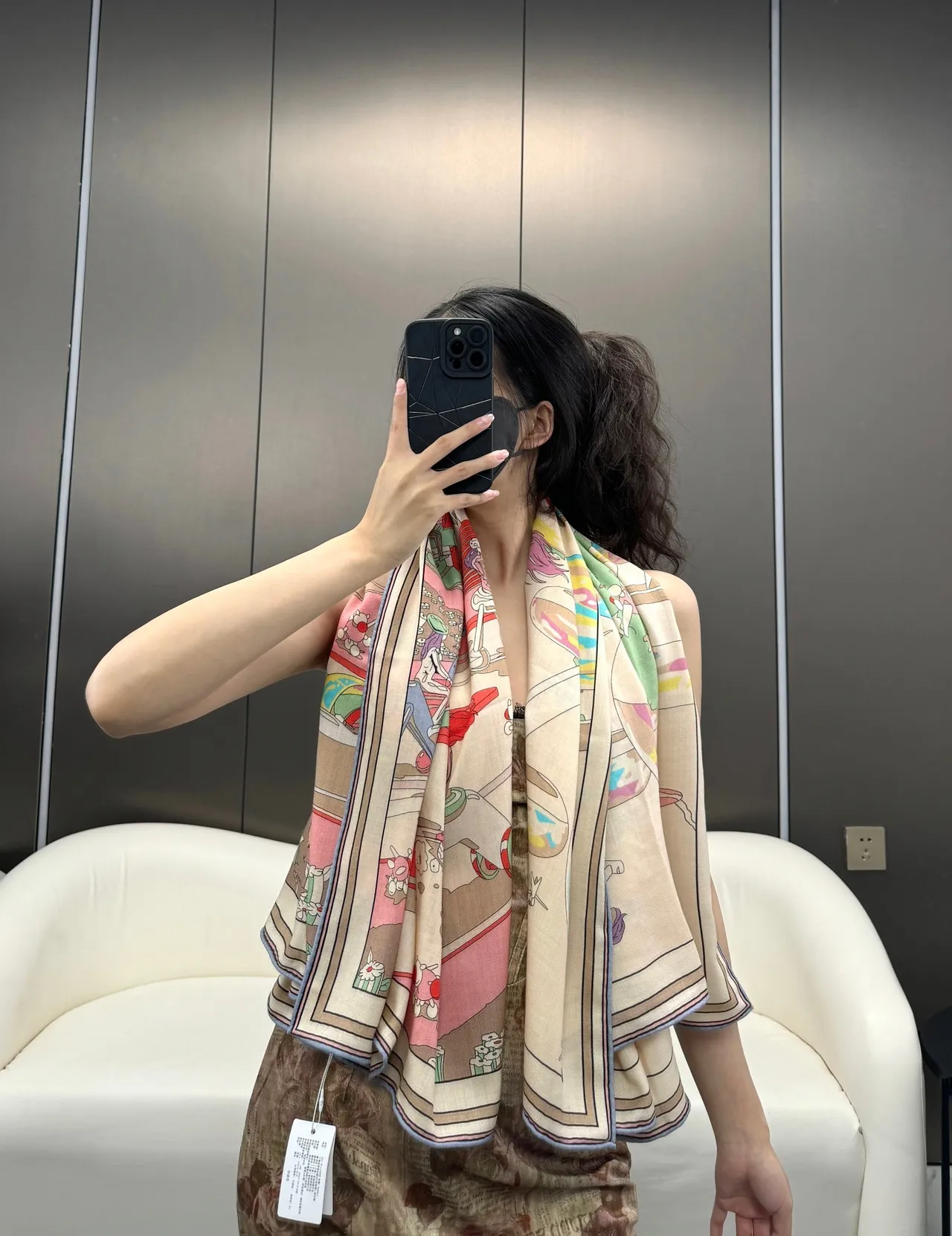Hermès Impressão Ilustrativa Multicolor Lenço de Seda 4