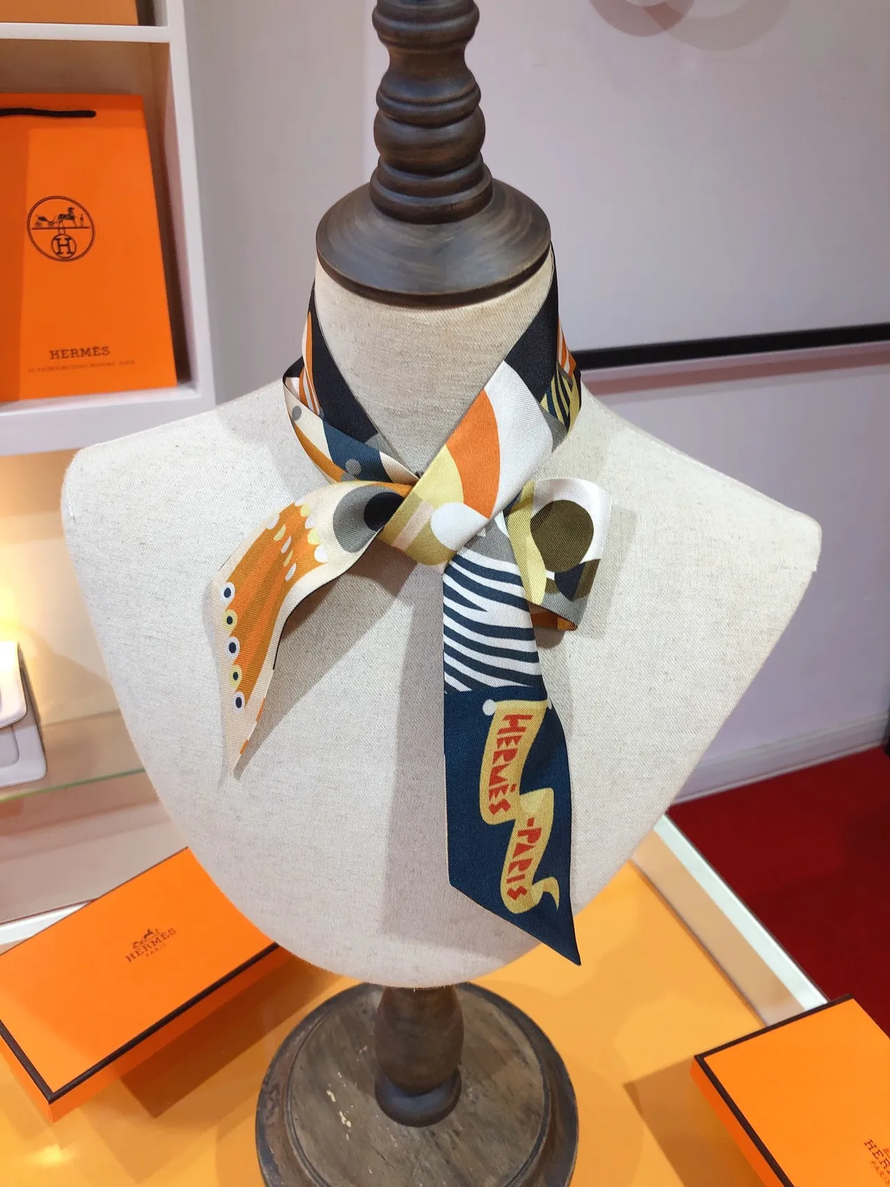 Hermès Multicolor Printed Geometric Abstract Silk Scarf 1