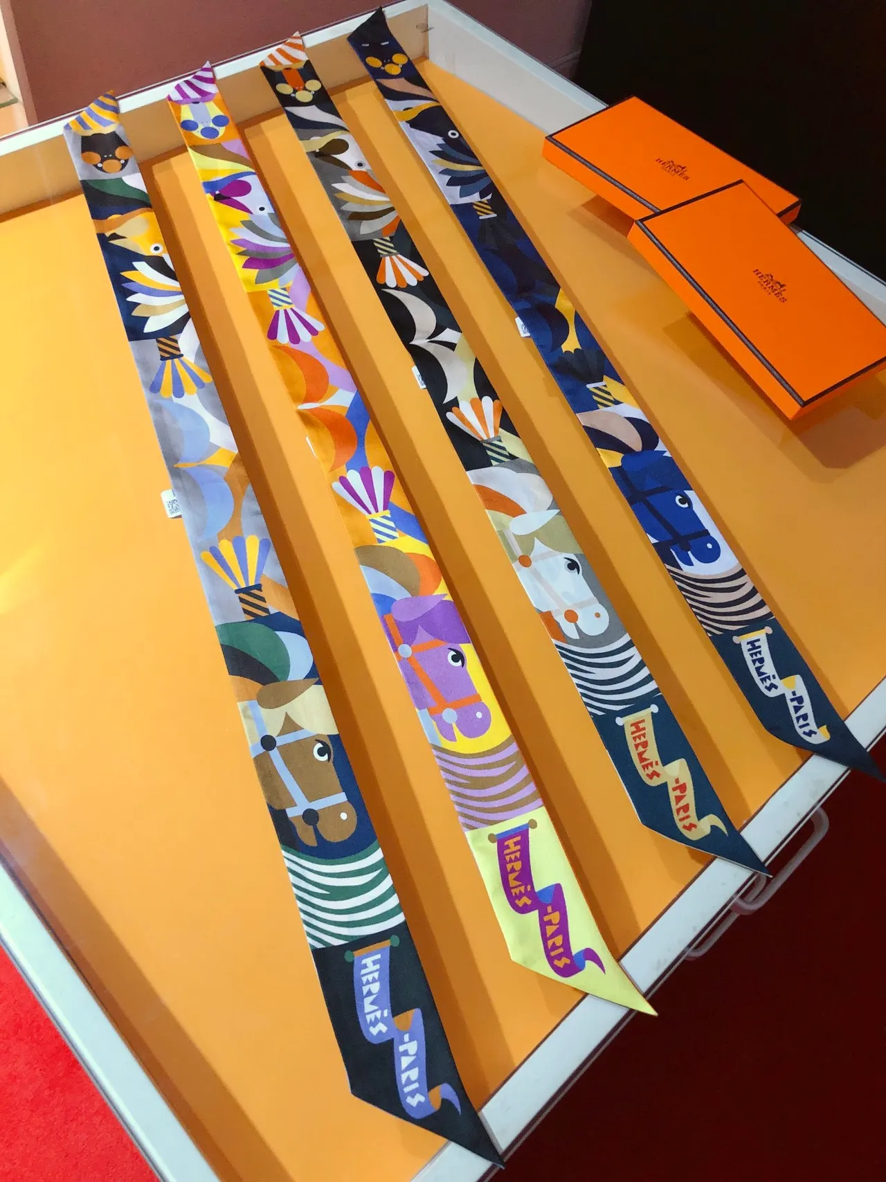 Hermès Multicolor Printed Geometric Abstract Silk Scarf 3