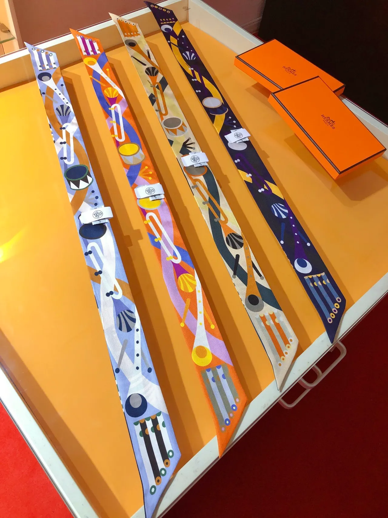 Hermès Multicolor Printed Geometric Abstract Silk Scarf 4