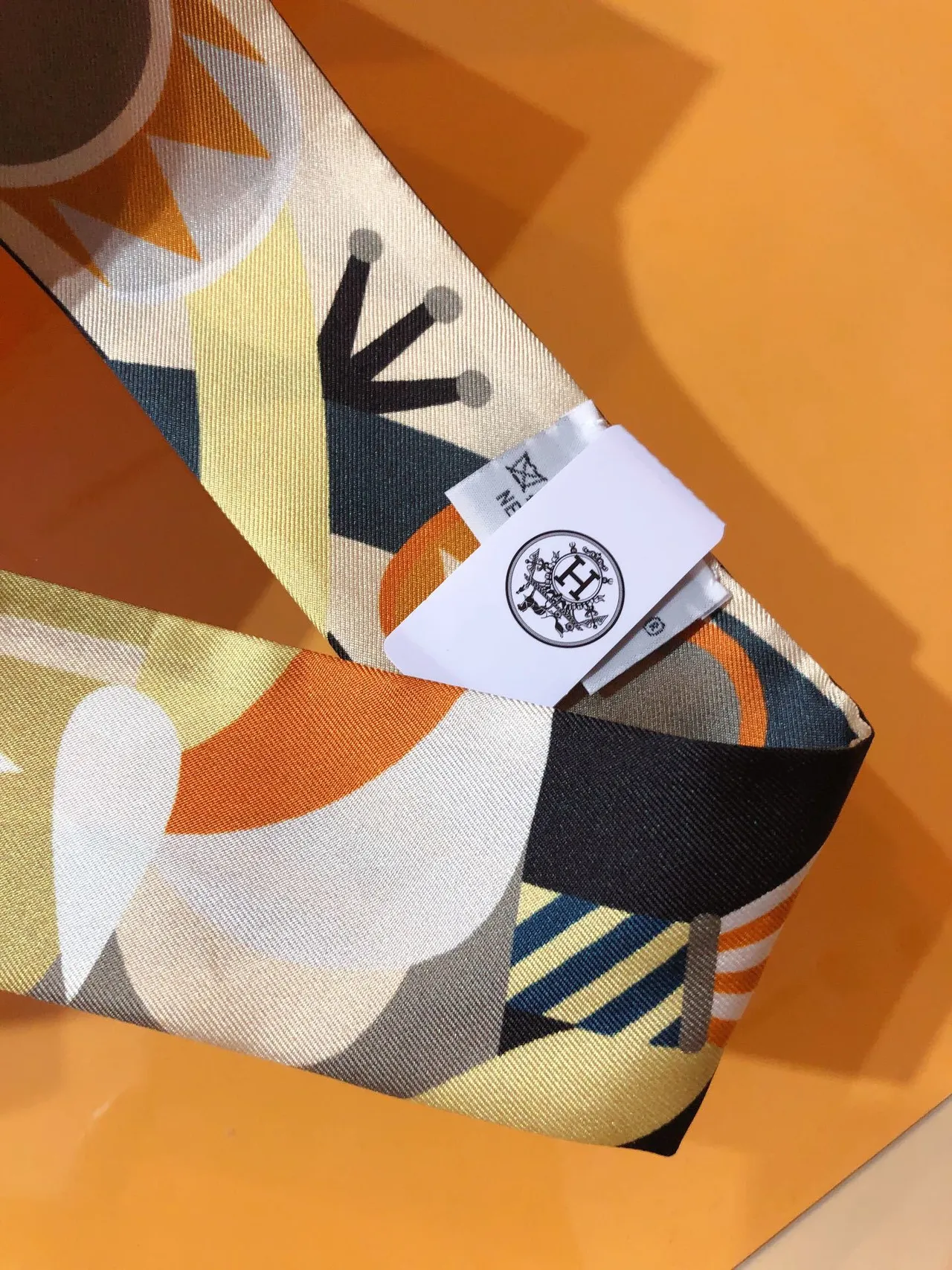 Hermès Multicolor Printed Geometric Abstract Silk Scarf 5