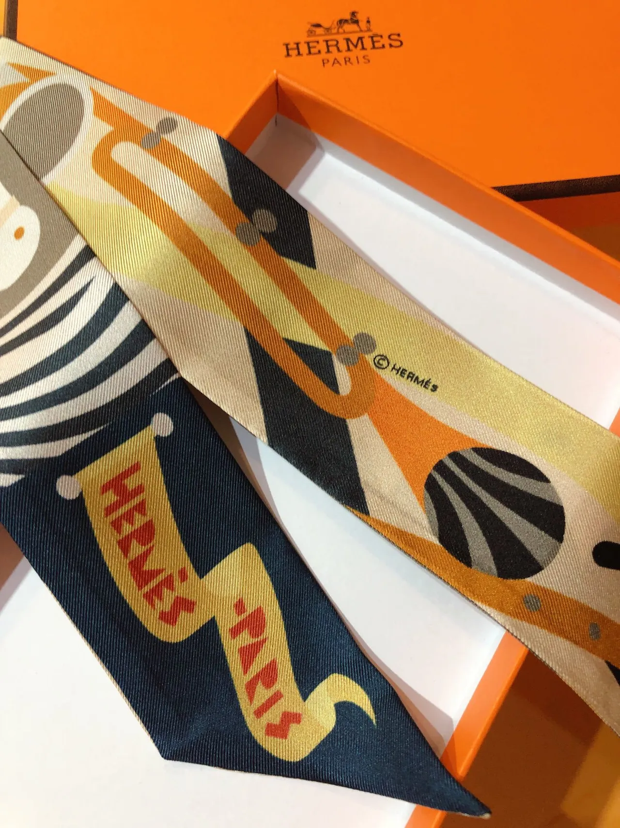 Hermès Multicolor Printed Geometric Abstract Silk Scarf 7