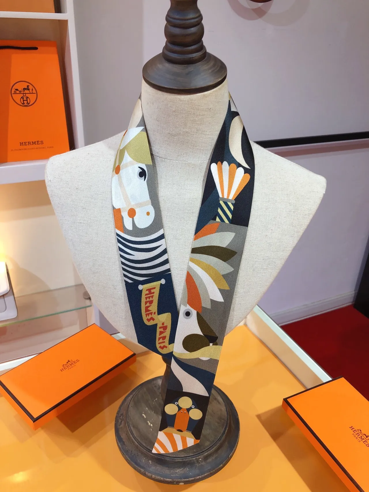 Hermès Multicolor Printed Geometric Abstract Silk Scarf 8