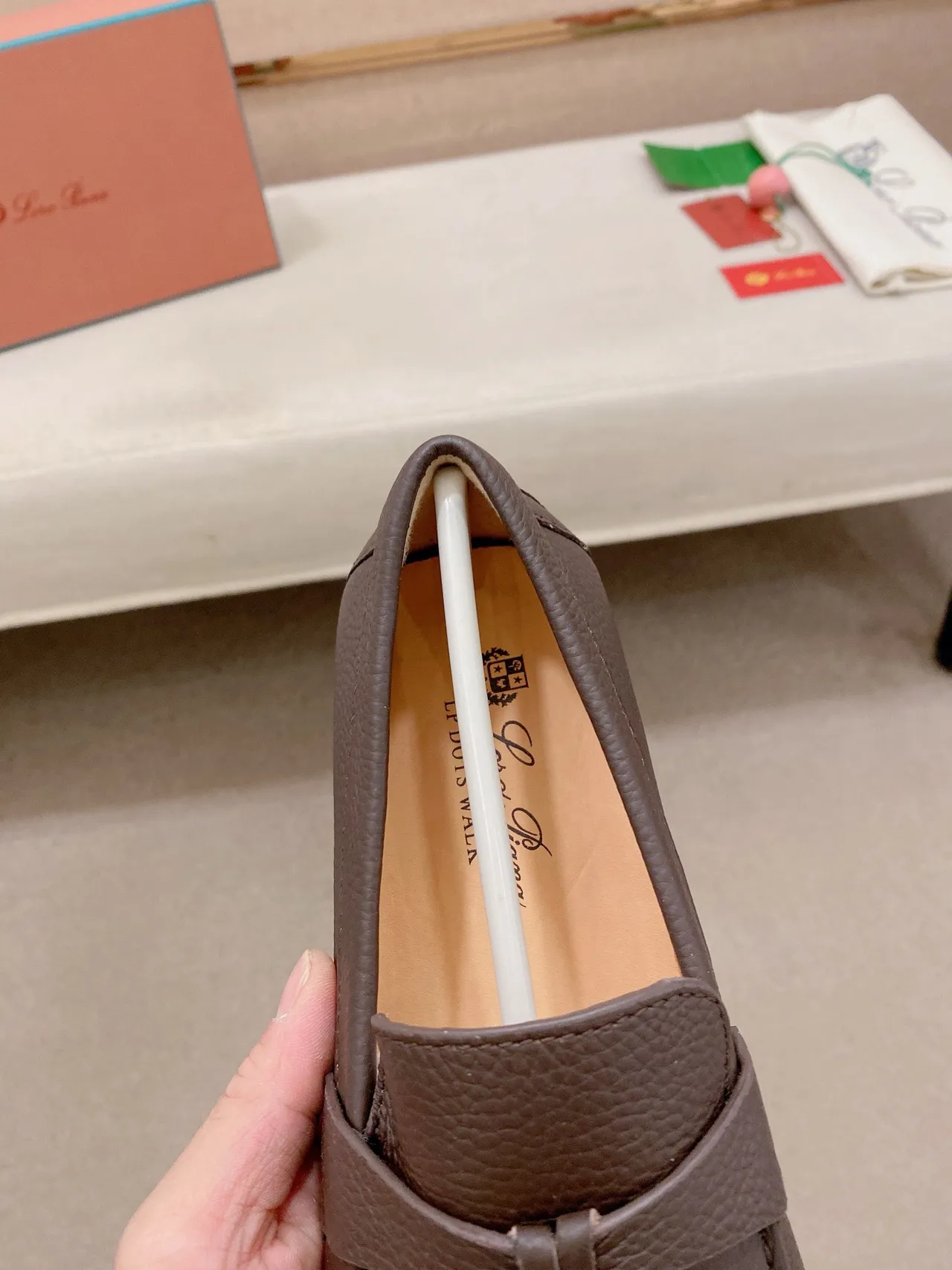 Hermès Oran Marron Blanc Cuir grainé Moccasin Couture Loafer 6