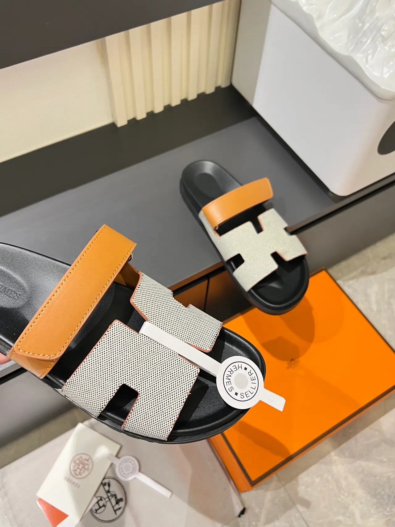 Hermès Oran H-Strap Canvas Slippers 2