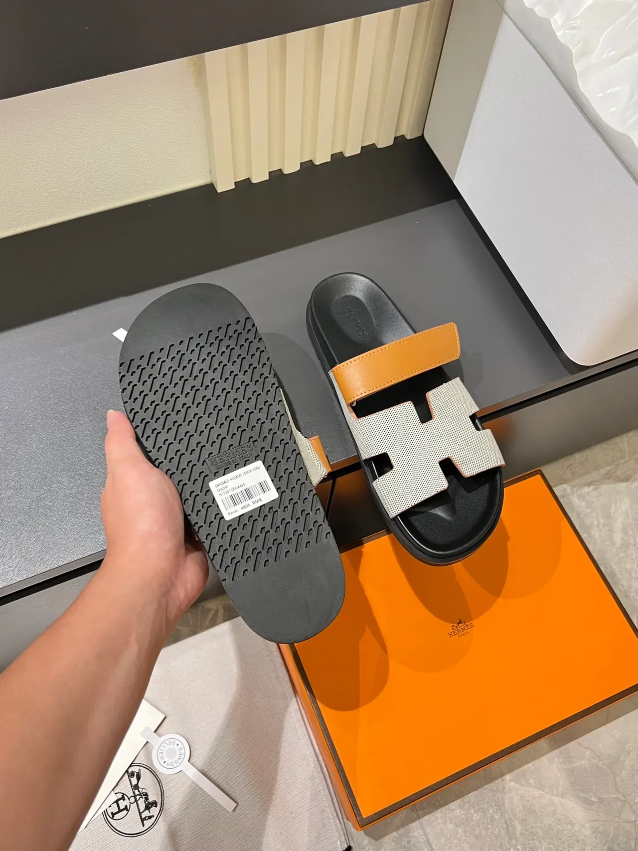 Hermès Oran H-Strap Canvas Slippers 3