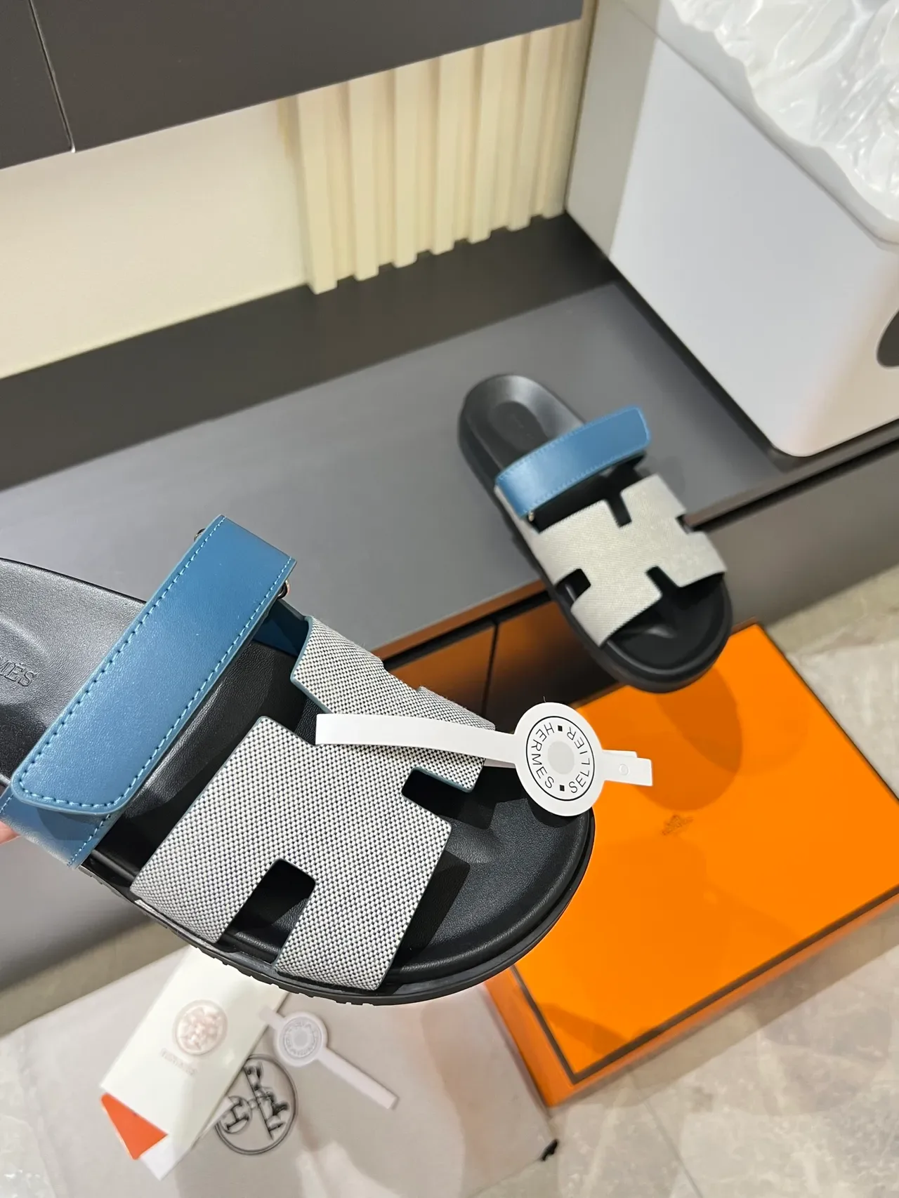 Hermès Oran H-Strap Canvas Slippers 5