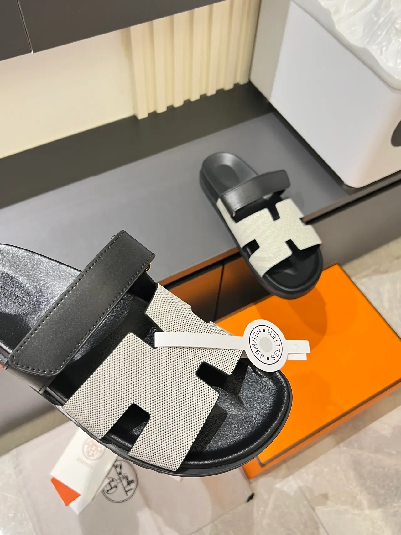 Hermès Oran H-Strap Canvas Slippers 7