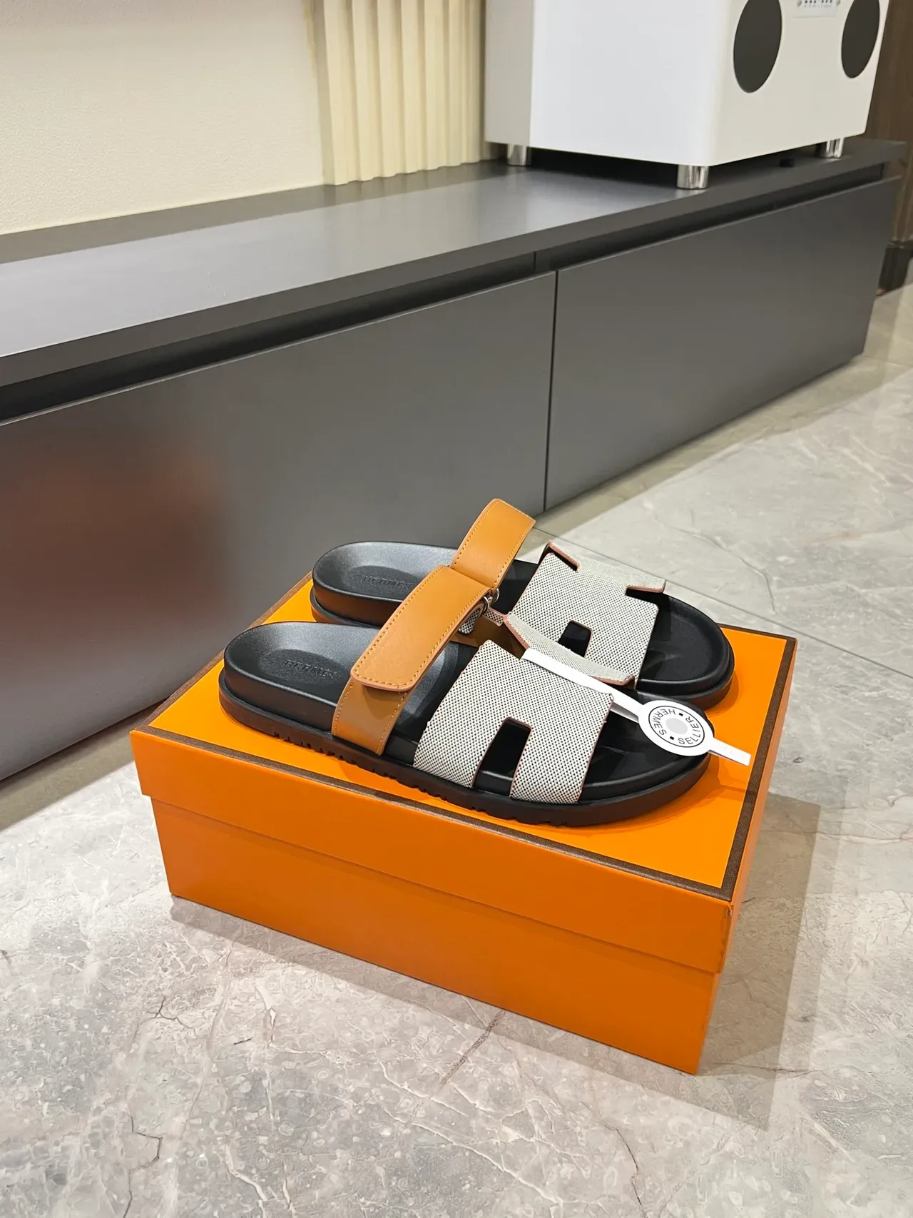 Hermès Oran H-Strap Canvas Slippers 13