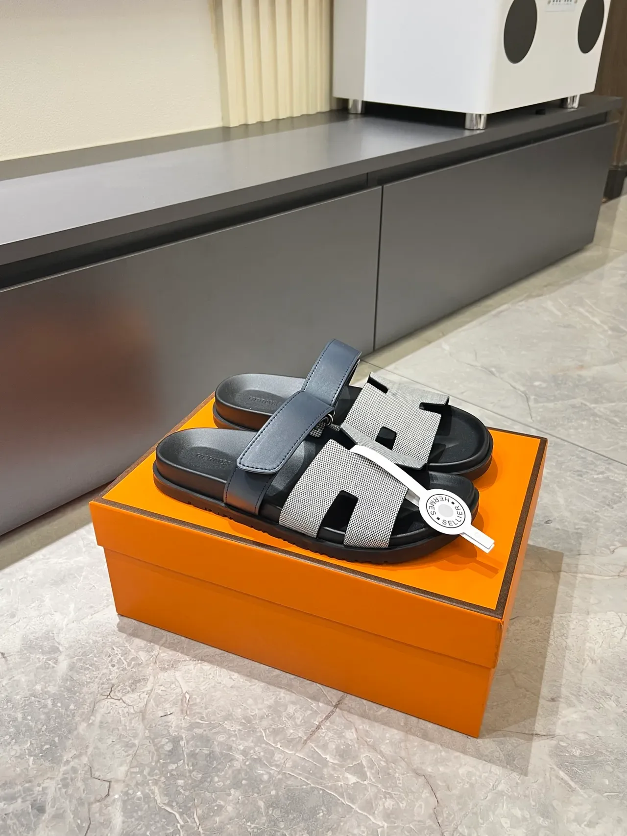Hermès Oran H-Strap Canvas Slippers 14