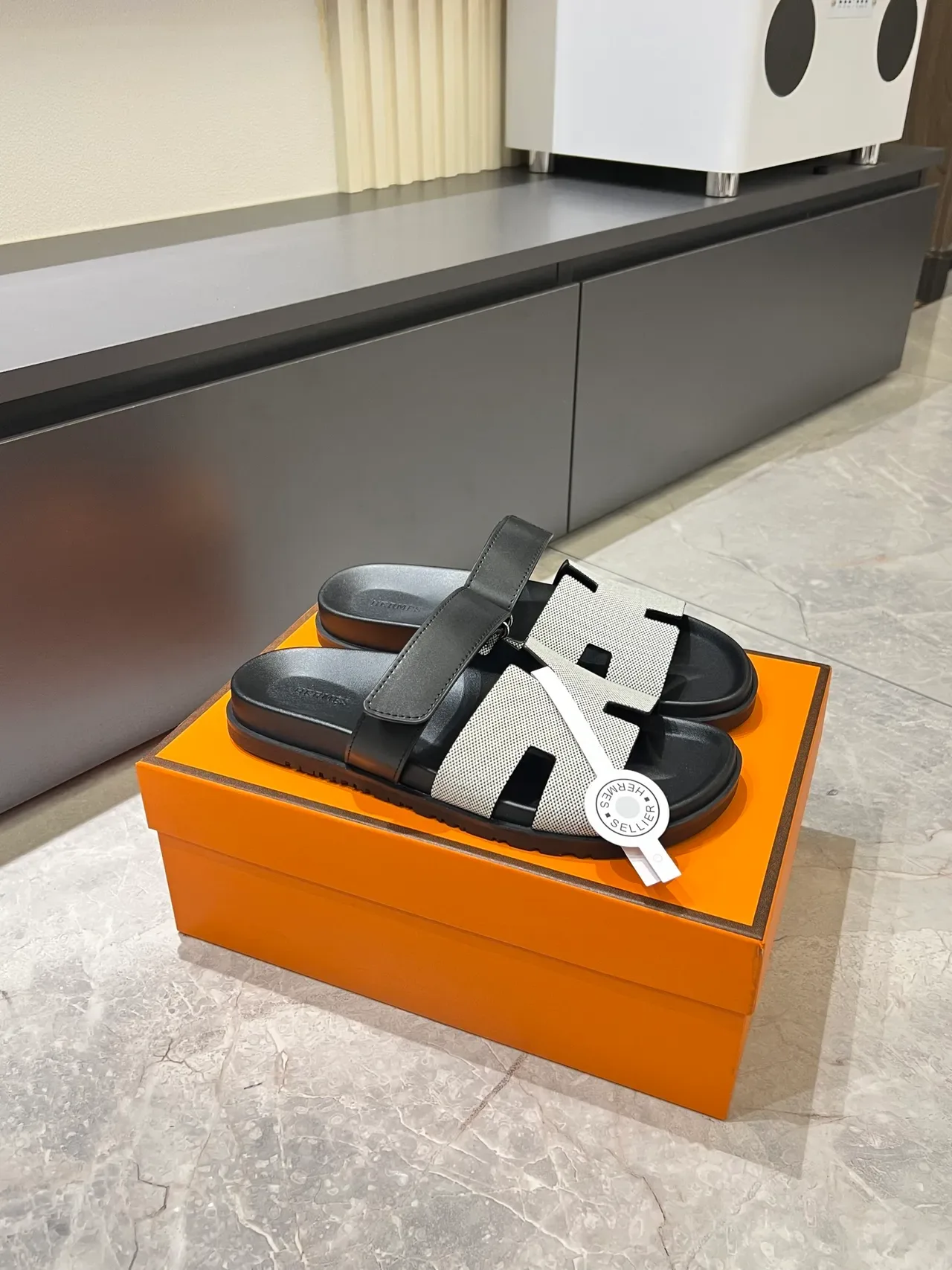 Hermès Oran H-Strap Canvas Slippers 17