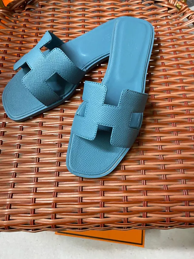 Hermès Oran Light Blue Flat Slide Slippers 3