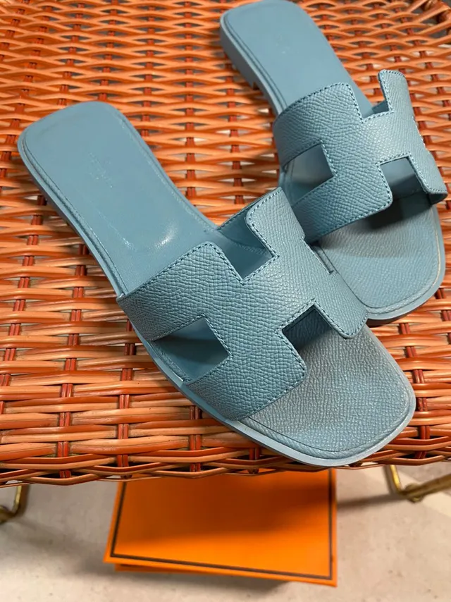 Hermès Oran Light Blue Flat Slide Slippers 5