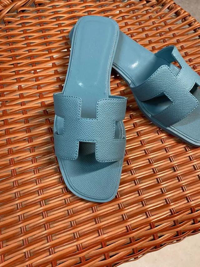 Hermès Oran Light Blue Flat Slide Slippers 6