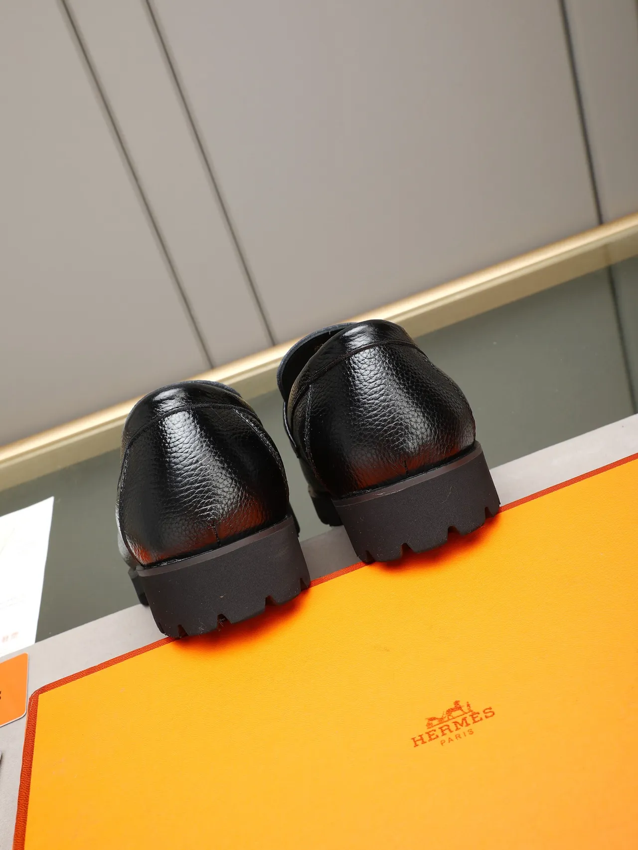 Hermès Oran Loafer Black Pebbled Leather Slip-On Loafer 3