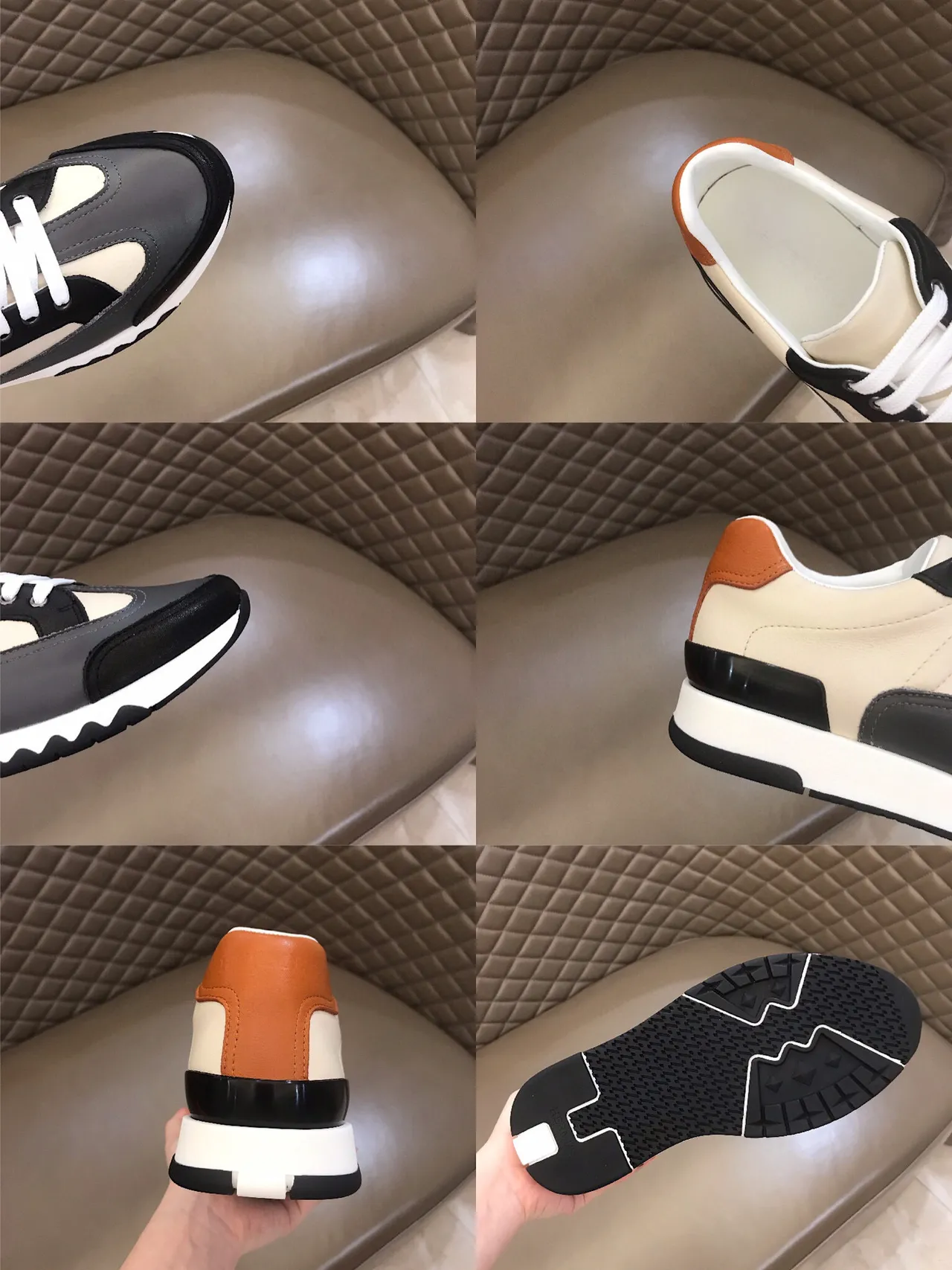 Hermès Oran Sneaker Beige Black Tan Leather Lifestyle Sneakers 2