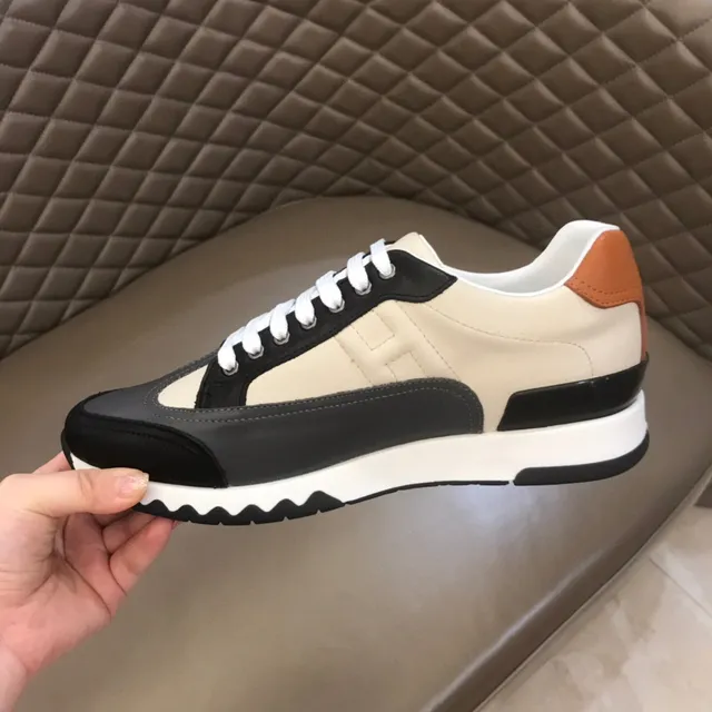 Hermès Oran Sneaker Beige Black Tan Leather Lifestyle Sneakers 3