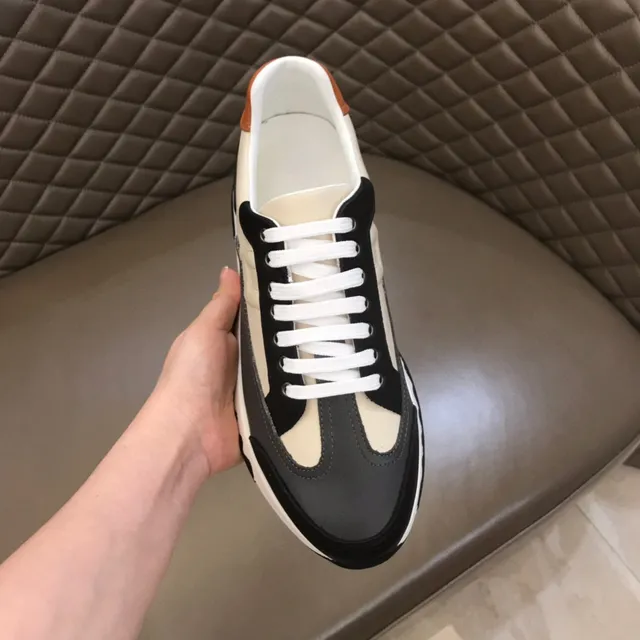 Hermès Oran Sneaker Beige Black Tan Leather Lifestyle Sneakers 4