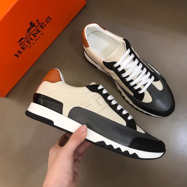 Hermès Oran Sneaker Beige Black Tan Leather Lifestyle Sneakers 6