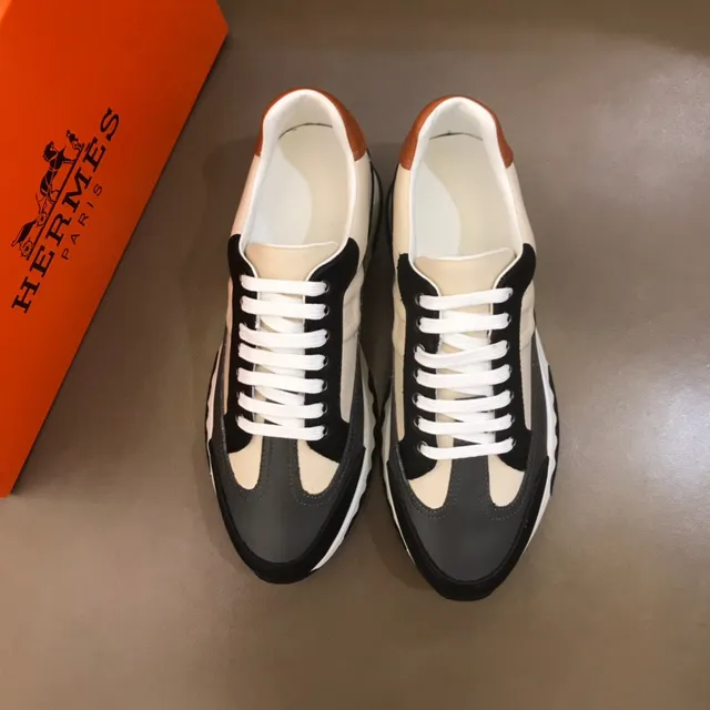 Hermès Oran Sneaker Beige Black Tan Leather Lifestyle Sneakers 8