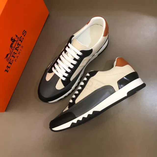 Hermès Oran Sneaker Beige Black Tan Leather Lifestyle Sneakers 9