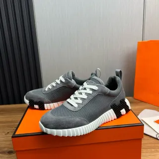 Hermès Oran Sneaker Gray Suede-Mesh White Ridged Sole Lifestyle Sneakers