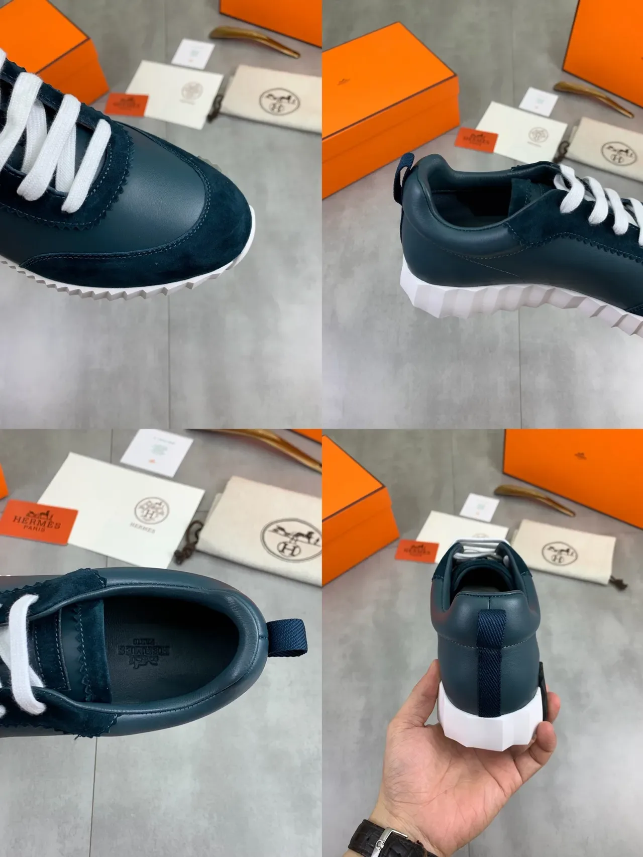 Hermès Oran Sneaker Navy Blue and White Lifestyle Sneakers 2