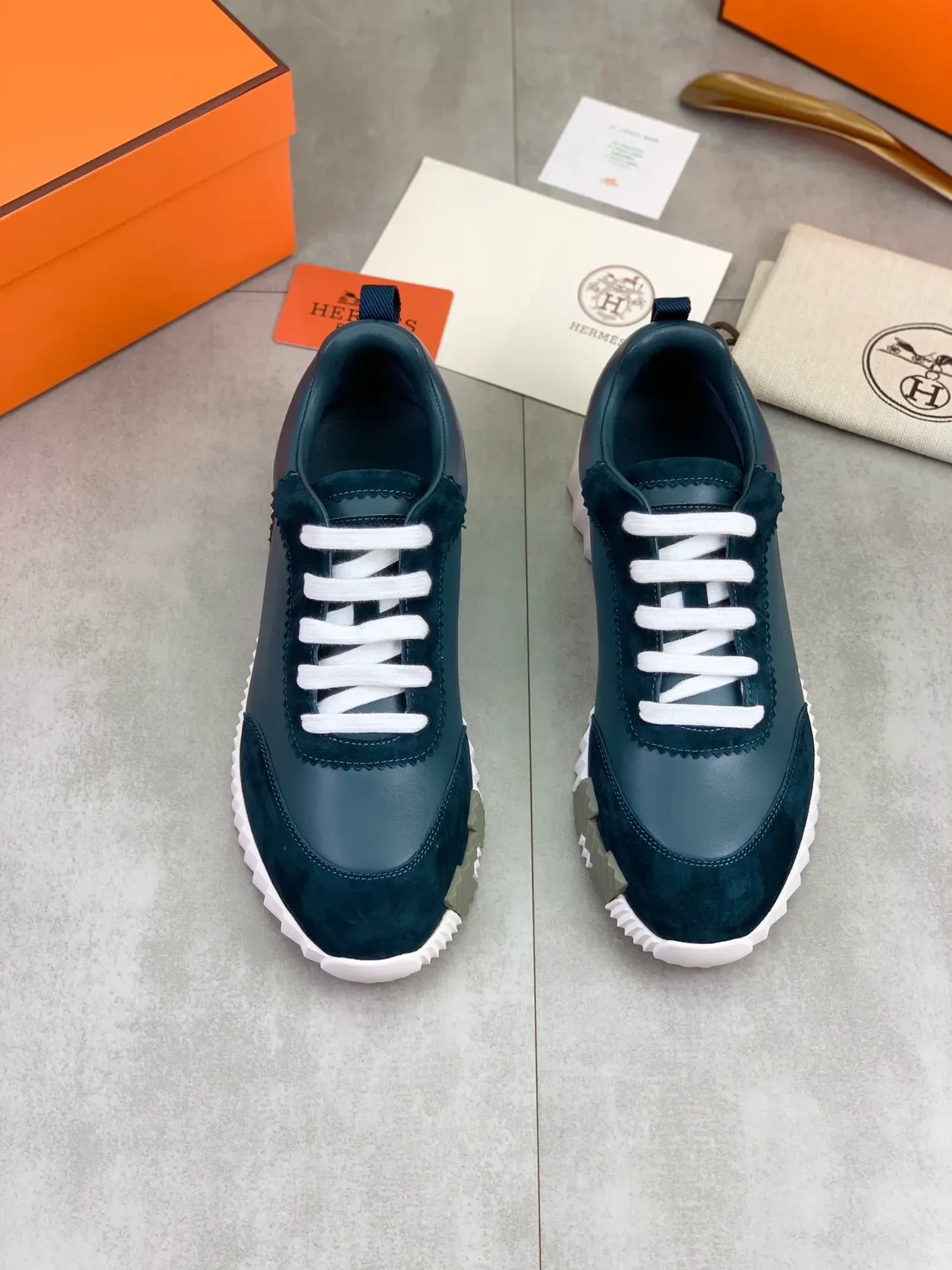 Hermès Oran Sneaker Navy Blue and White Lifestyle Sneakers 4