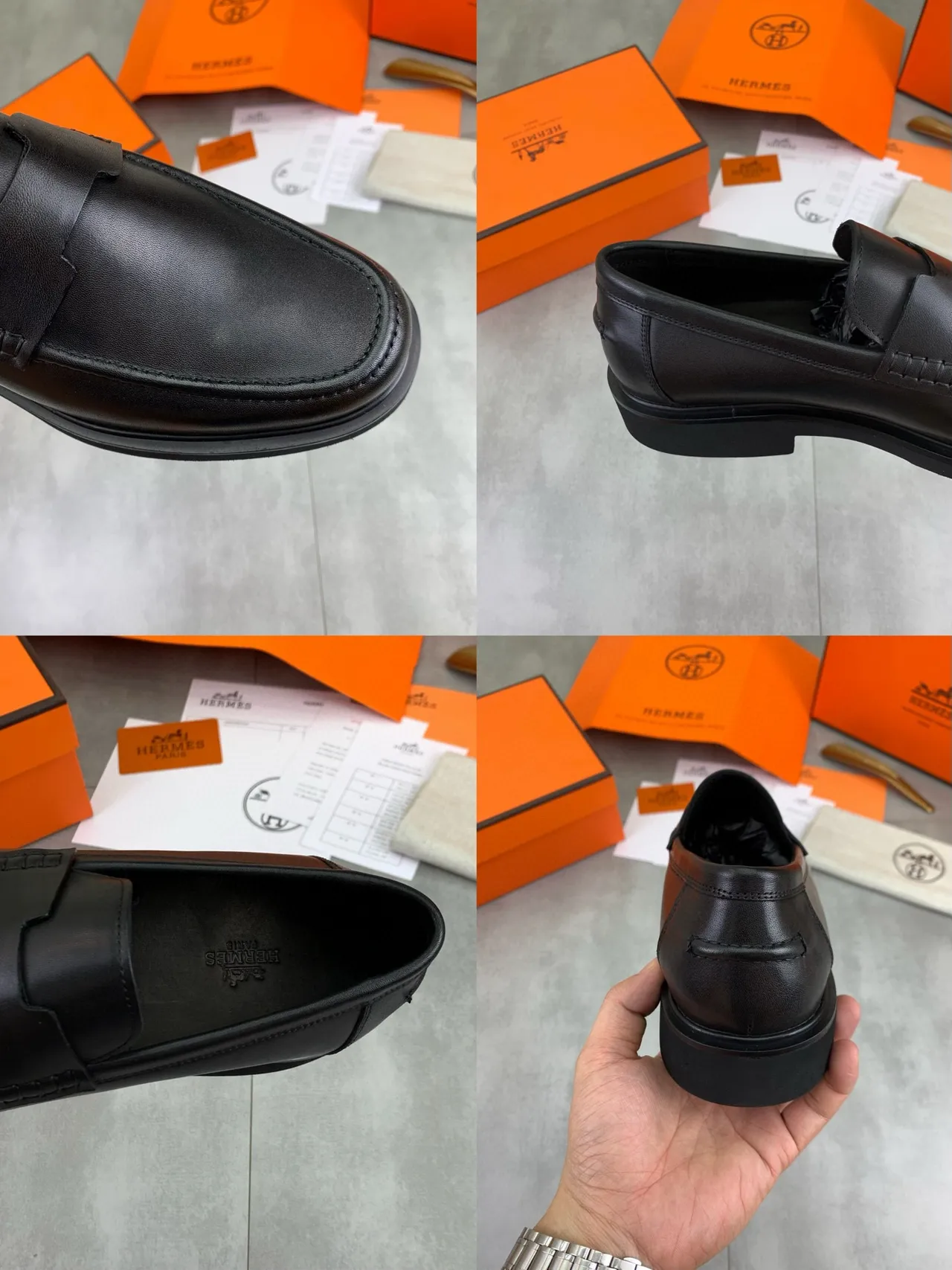 Hermès Penny Loafer Couro Preto Sola Grossa Loafers 2