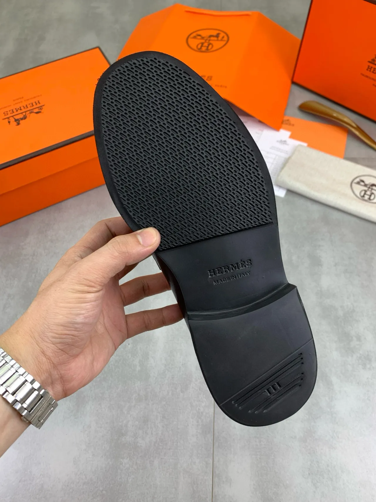 Hermès Penny Loafer Couro Preto Sola Grossa Loafers 3