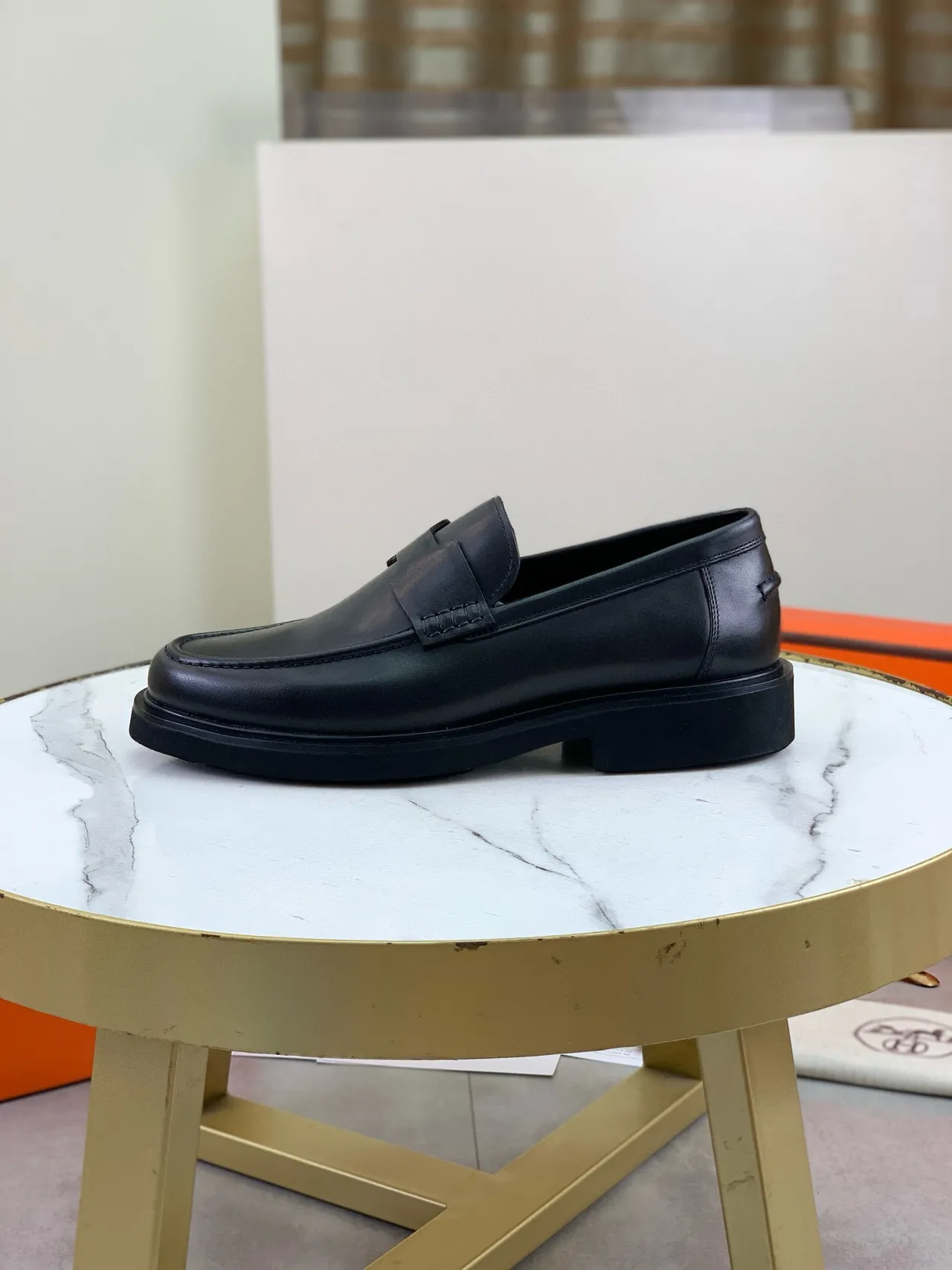 Hermès Penny Loafer Couro Preto Sola Grossa Loafers 6