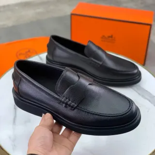 Hermès Penny Loafer Couro Pebbled Preto
