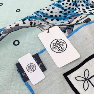 Hermès 印花 抽象 图案 薄荷绿 丝绸 围巾