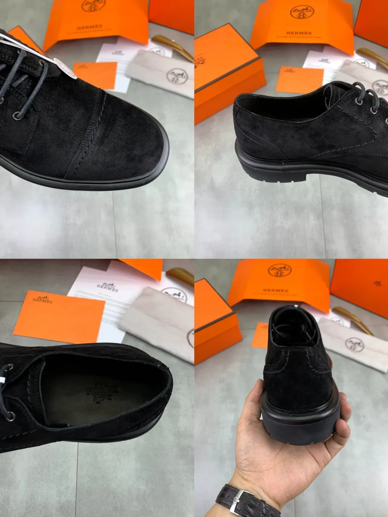 Hermès Suede Cap Toe Oxford Shoes 2