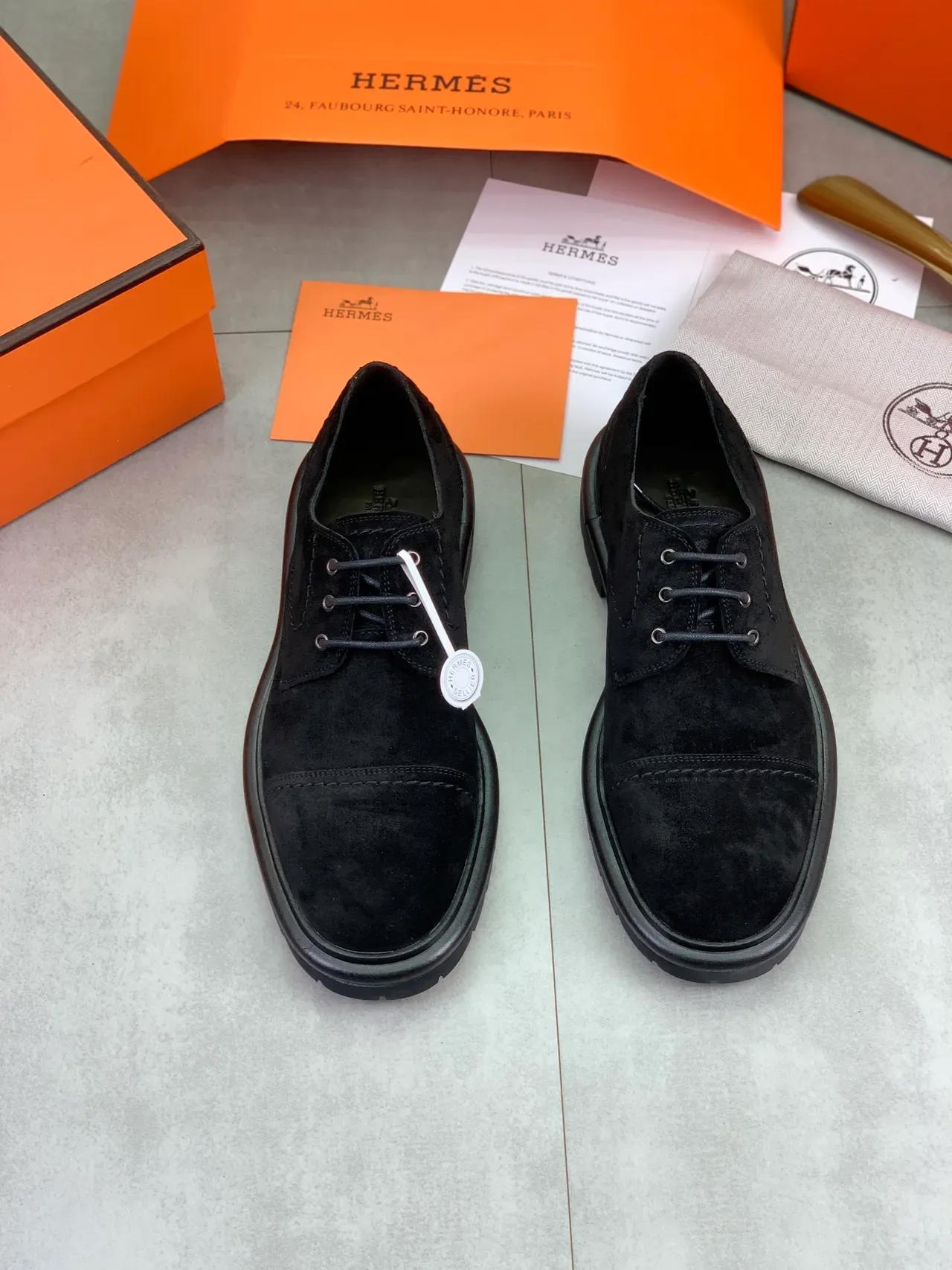 Hermès Suede Cap Toe Oxford Shoes 5