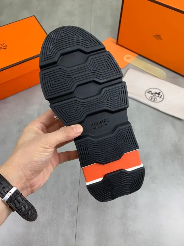 Hermès White and Orange Platform Sneaker 2