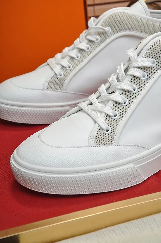 Hermès White Black High-Top Mixed-Material Upper Lifestyle Sneakers 3