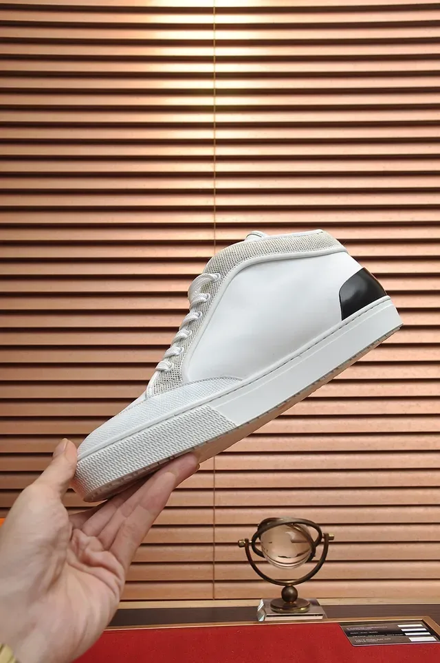 Hermès White Black High-Top Mixed-Material Upper Lifestyle Sneakers 6