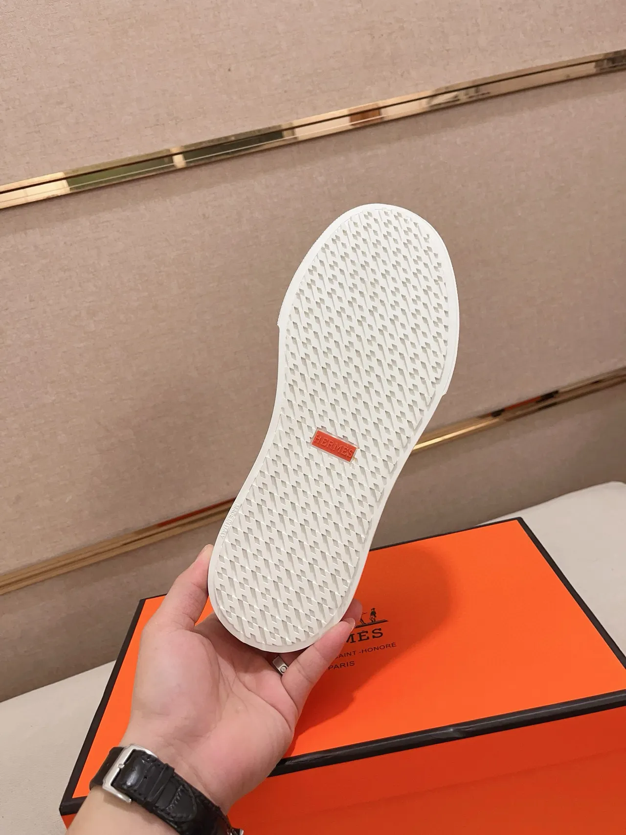 Hermès White Leather H-Buckle Hardware Loafer 2