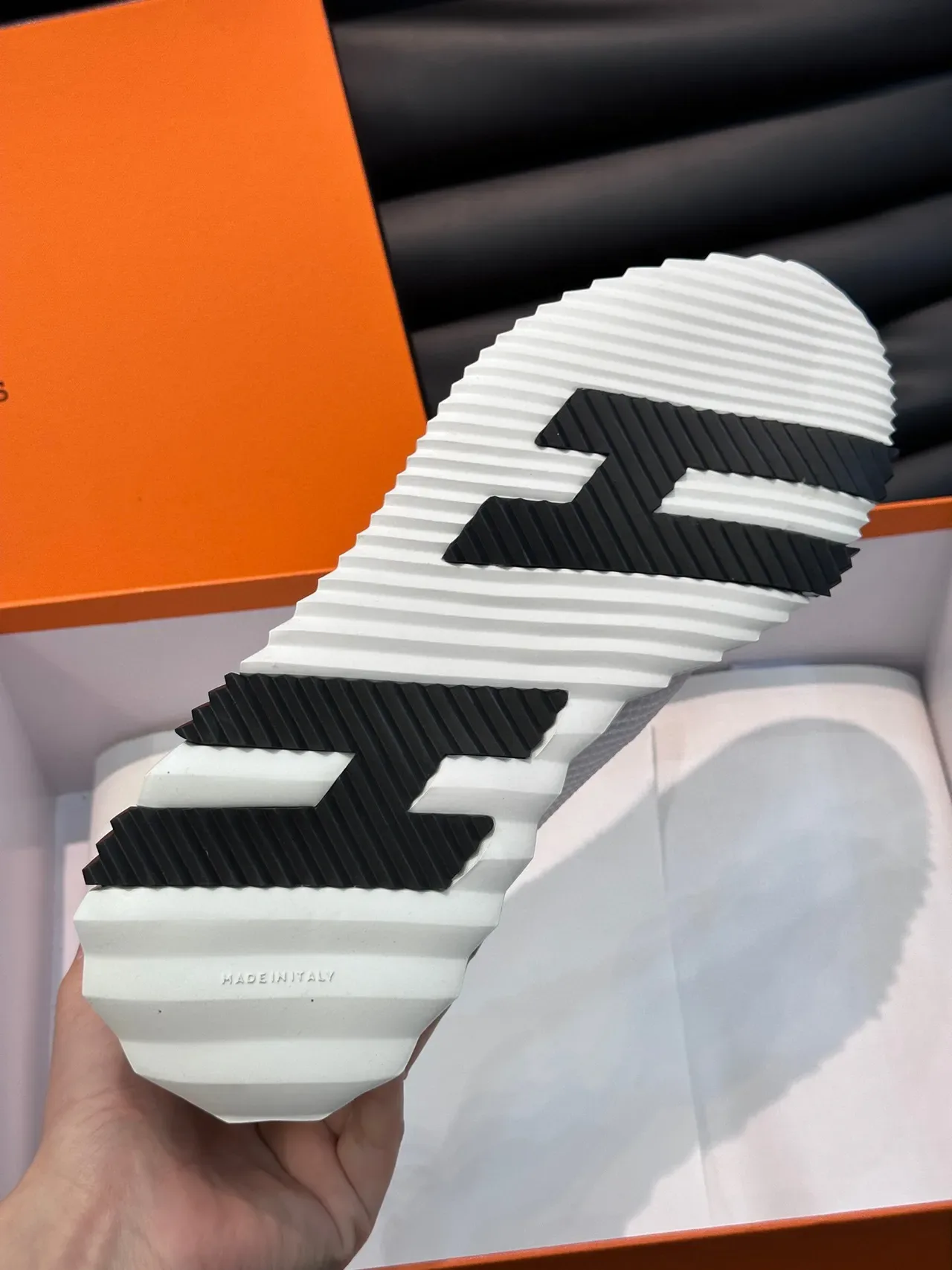 Hermès White Mesh and Suede Lifestyle Sneakers 9