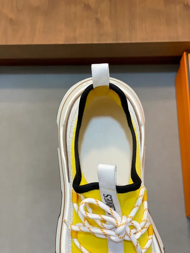 Hermès Tênis Chunky Amarelo Branco Sola Em Camadas Col Sock-Fit 3