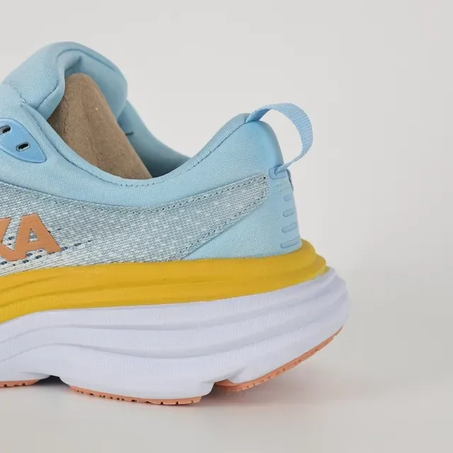 Hoka Blue Yellow Engineered Mesh Upper Stacked Midsole Running Shoes 4