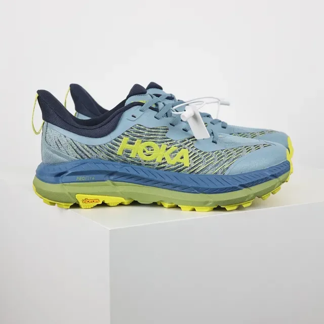 Hoka Blue Yellow Lightweight Trail Runner Rockered Midsole Running Shoes 3
