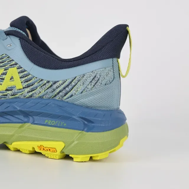 Hoka Blue Yellow Lightweight Trail Runner Rockered Midsole Running Shoes 4