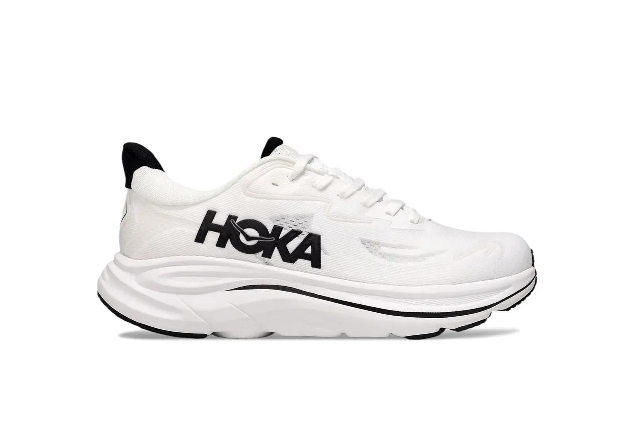 Hoka White Black Engineered Mesh Upper Sculpted Cushioned Midsole Running Shoes 2