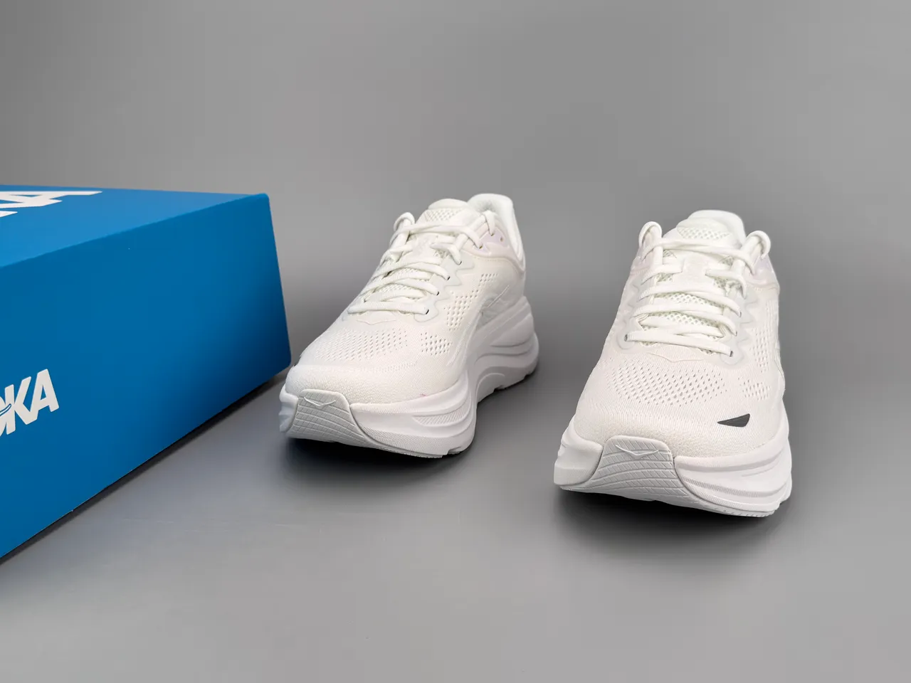 Hoka White Black Monochromatic Engineered Mesh Upper Running Shoes 3