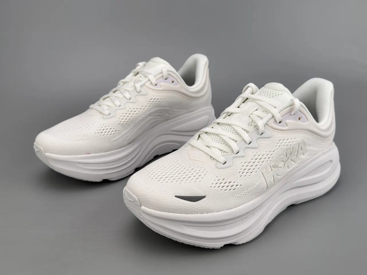 Hoka White Black Monochromatic Engineered Mesh Upper Running Shoes 5