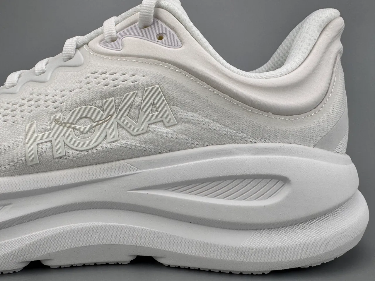 Hoka White Black Monochromatic Engineered Mesh Upper Running Shoes 7