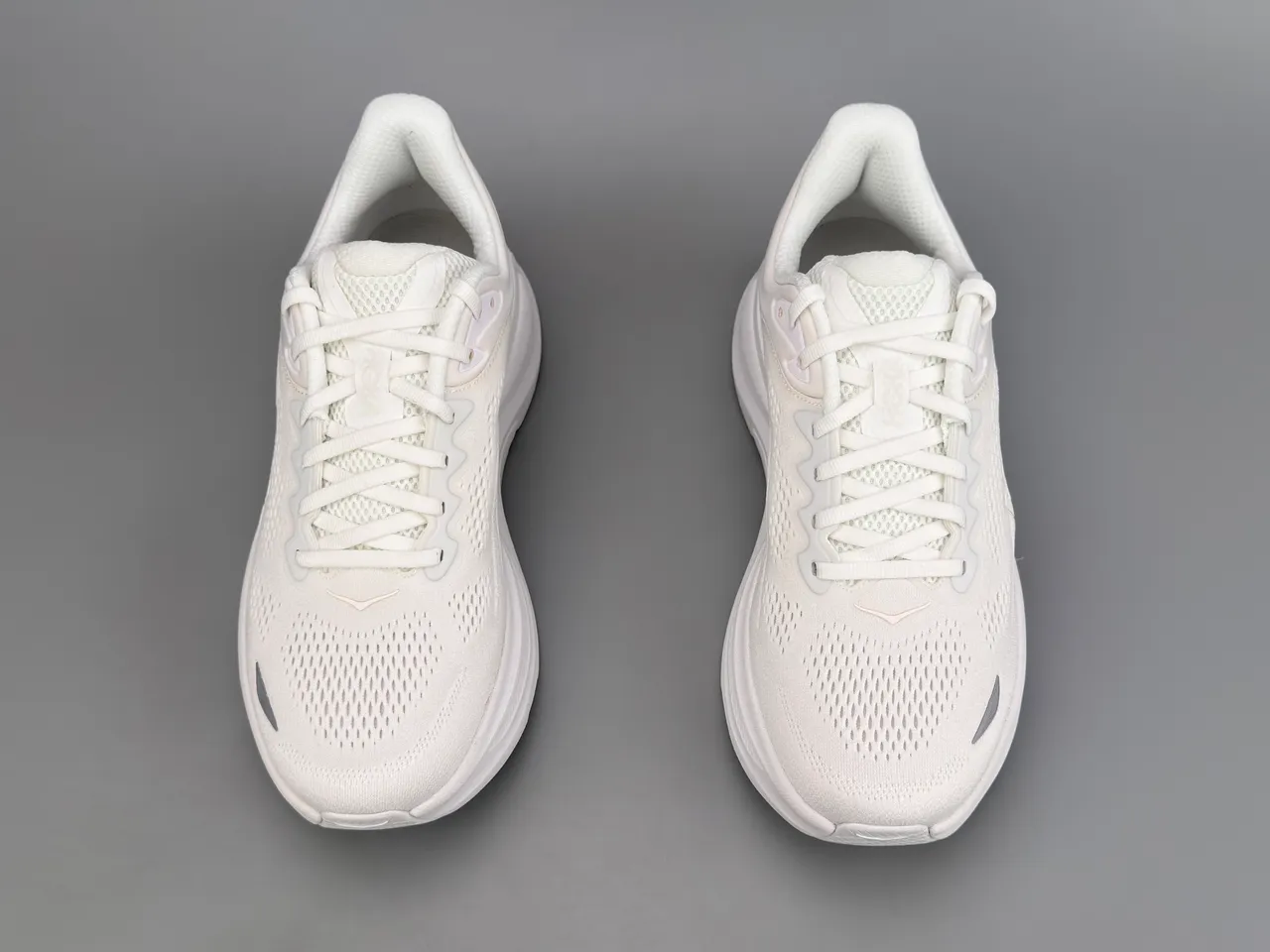 Hoka White Black Monochromatic Engineered Mesh Upper Running Shoes 9